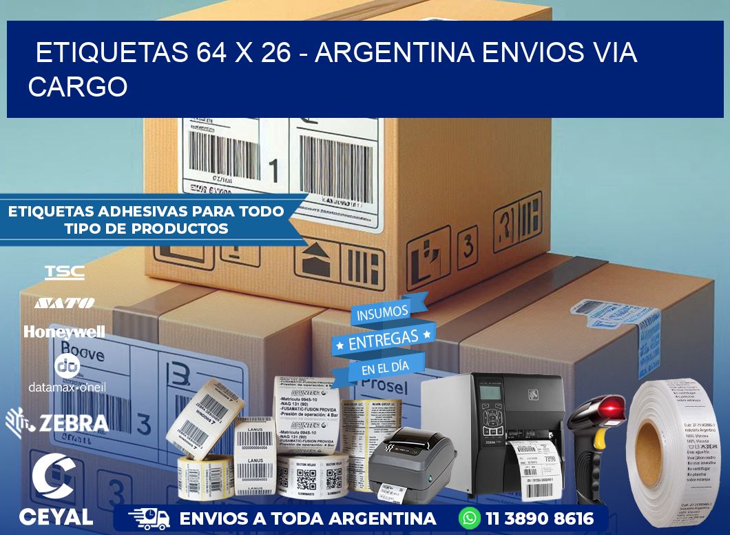 ETIQUETAS 64 x 26 - ARGENTINA ENVIOS VIA CARGO