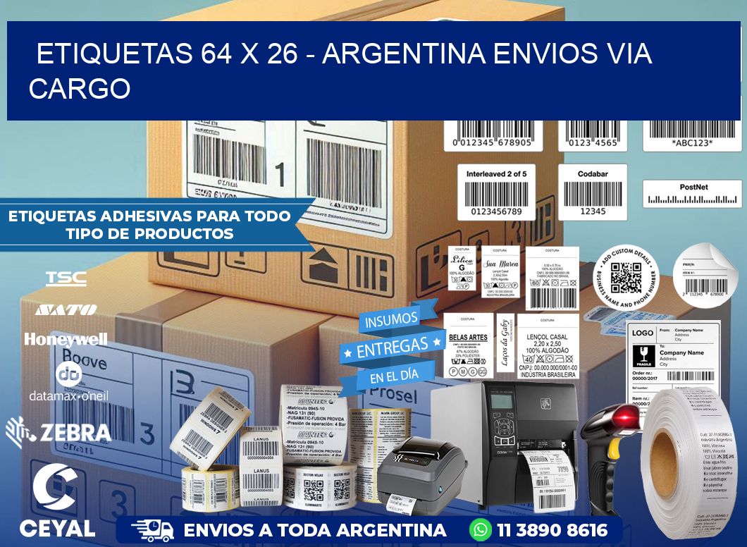 ETIQUETAS 64 x 26 – ARGENTINA ENVIOS VIA CARGO