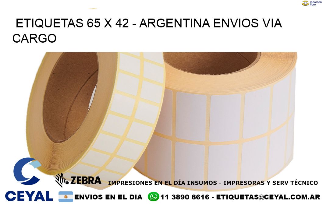 ETIQUETAS 65 x 42 - ARGENTINA ENVIOS VIA CARGO