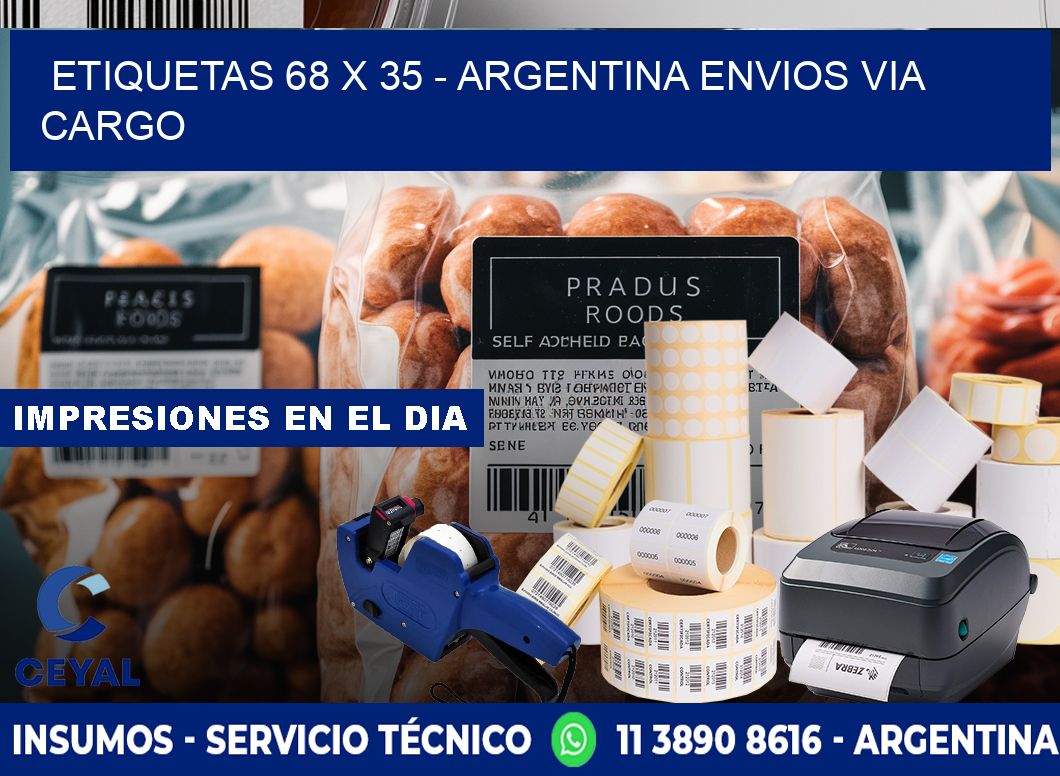 ETIQUETAS 68 x 35 - ARGENTINA ENVIOS VIA CARGO