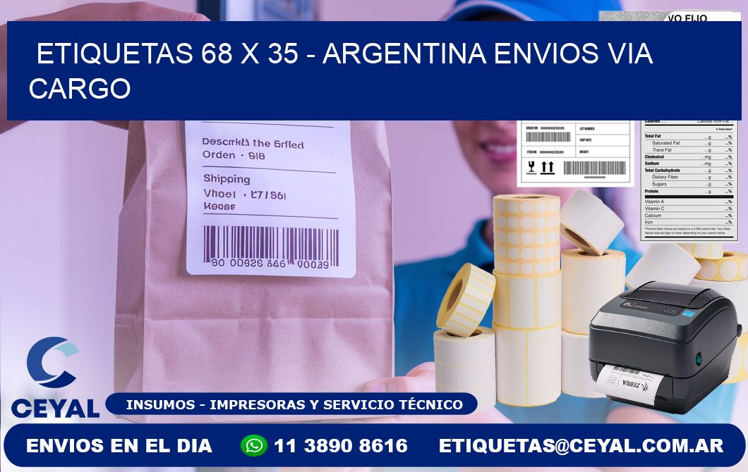 ETIQUETAS 68 x 35 - ARGENTINA ENVIOS VIA CARGO