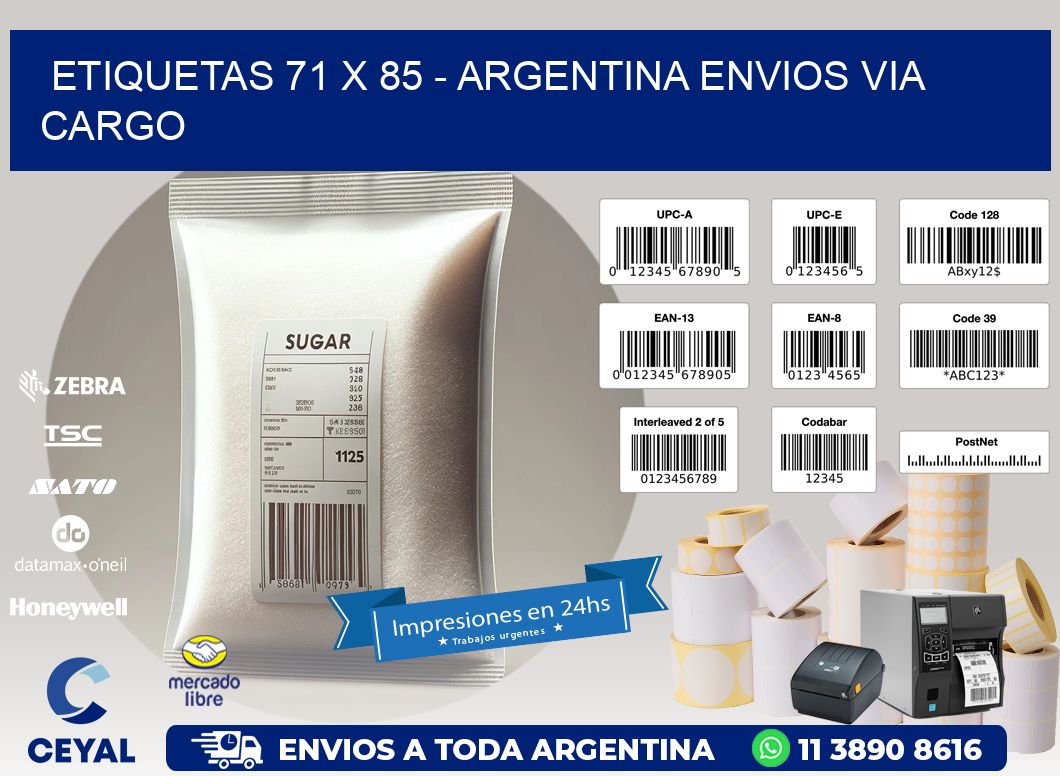 ETIQUETAS 71 x 85 - ARGENTINA ENVIOS VIA CARGO