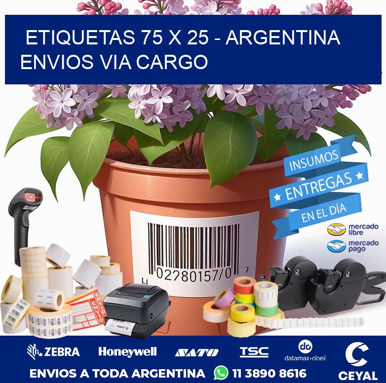 ETIQUETAS 75 x 25 - ARGENTINA ENVIOS VIA CARGO