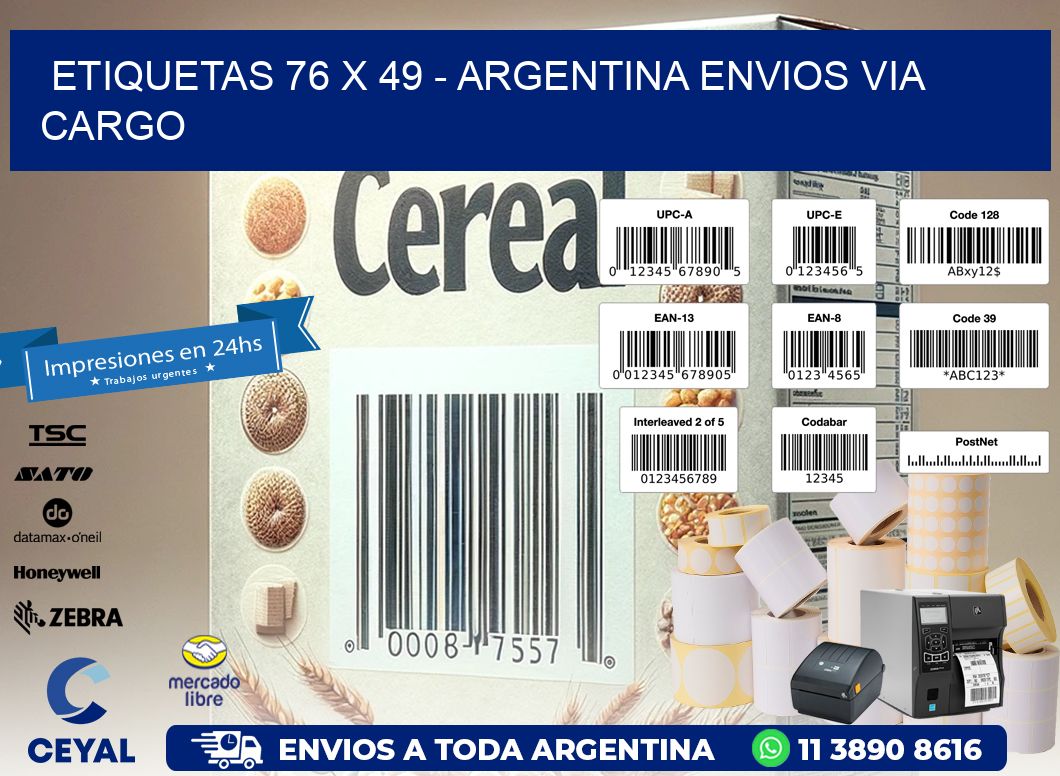 ETIQUETAS 76 x 49 - ARGENTINA ENVIOS VIA CARGO