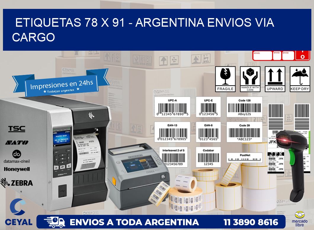 ETIQUETAS 78 x 91 - ARGENTINA ENVIOS VIA CARGO