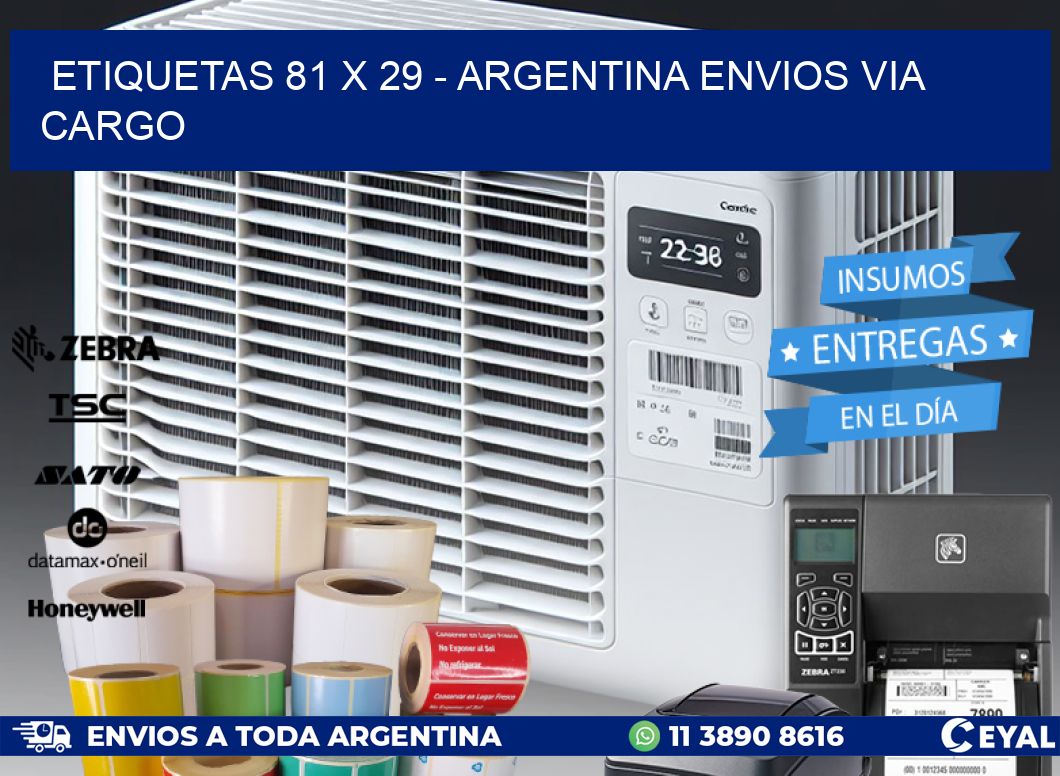 ETIQUETAS 81 x 29 - ARGENTINA ENVIOS VIA CARGO