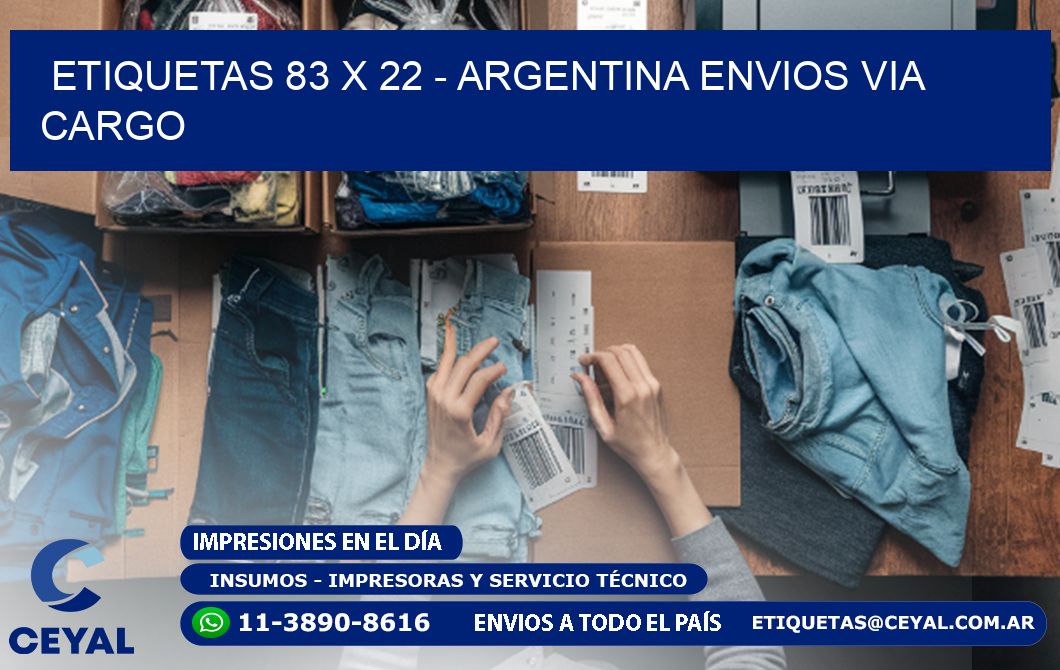 ETIQUETAS 83 x 22 - ARGENTINA ENVIOS VIA CARGO