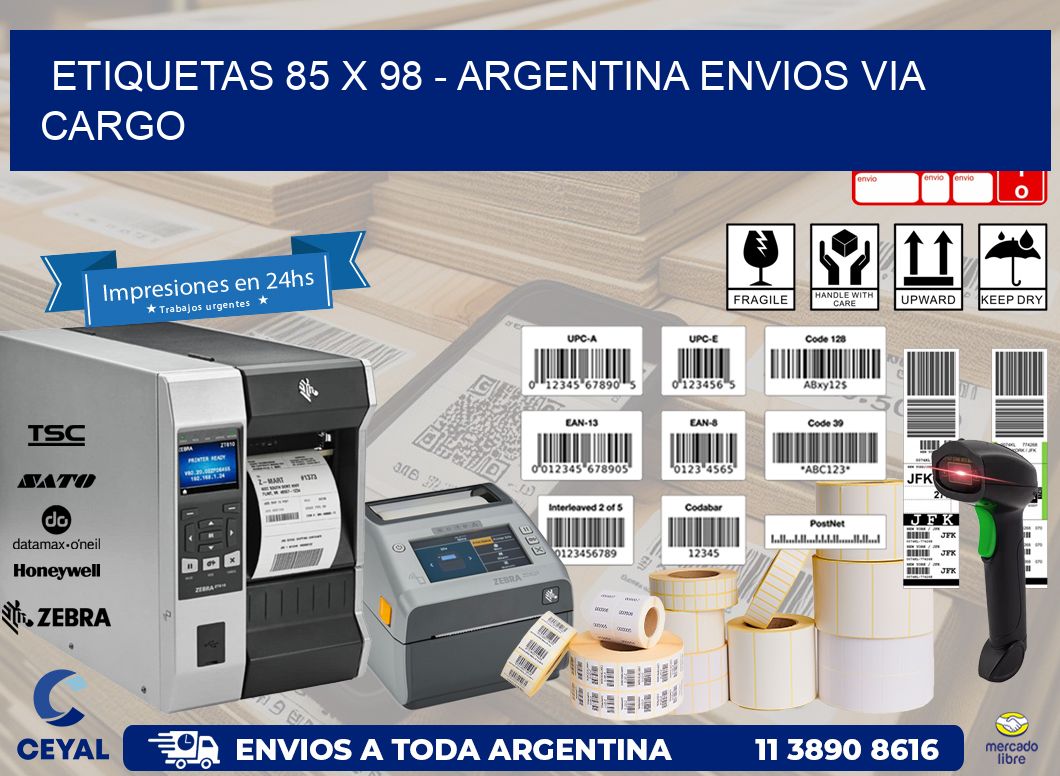 ETIQUETAS 85 x 98 - ARGENTINA ENVIOS VIA CARGO