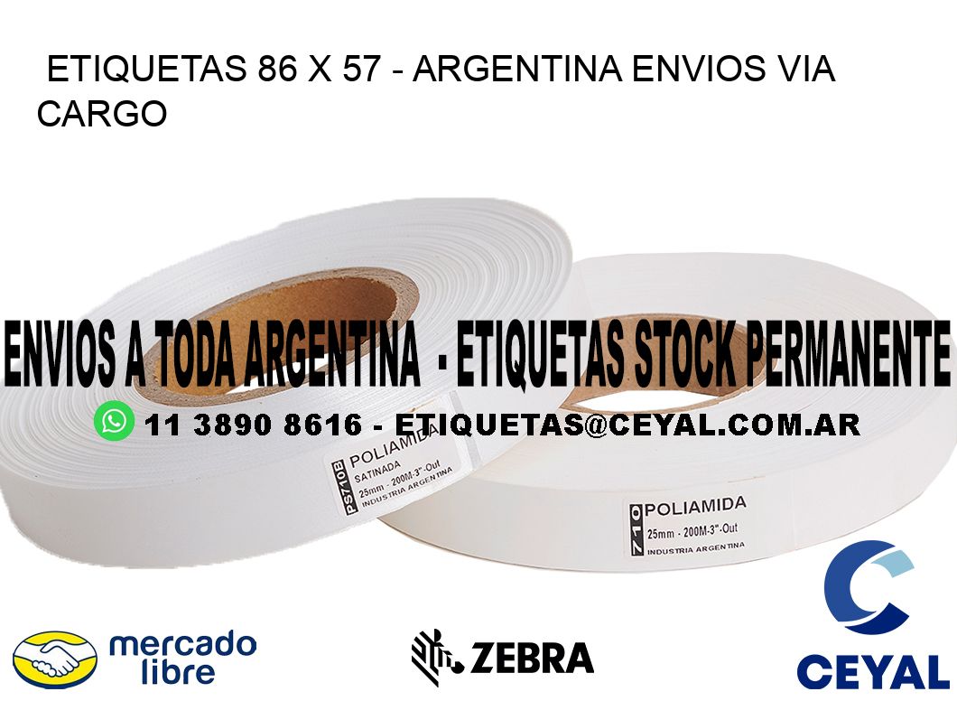 ETIQUETAS 86 x 57 - ARGENTINA ENVIOS VIA CARGO