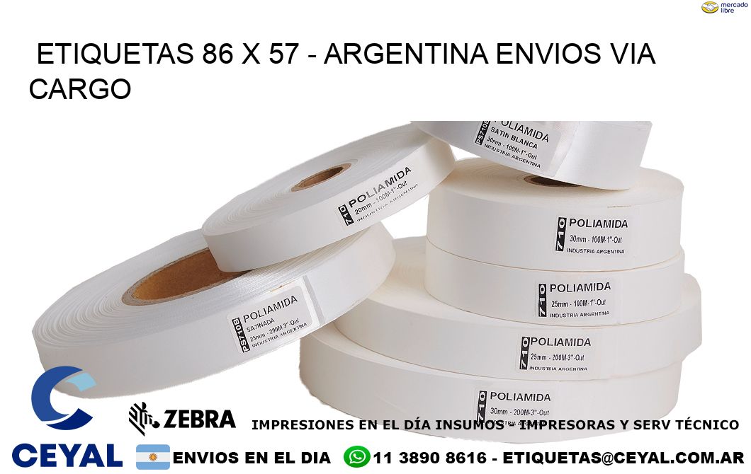 ETIQUETAS 86 x 57 - ARGENTINA ENVIOS VIA CARGO