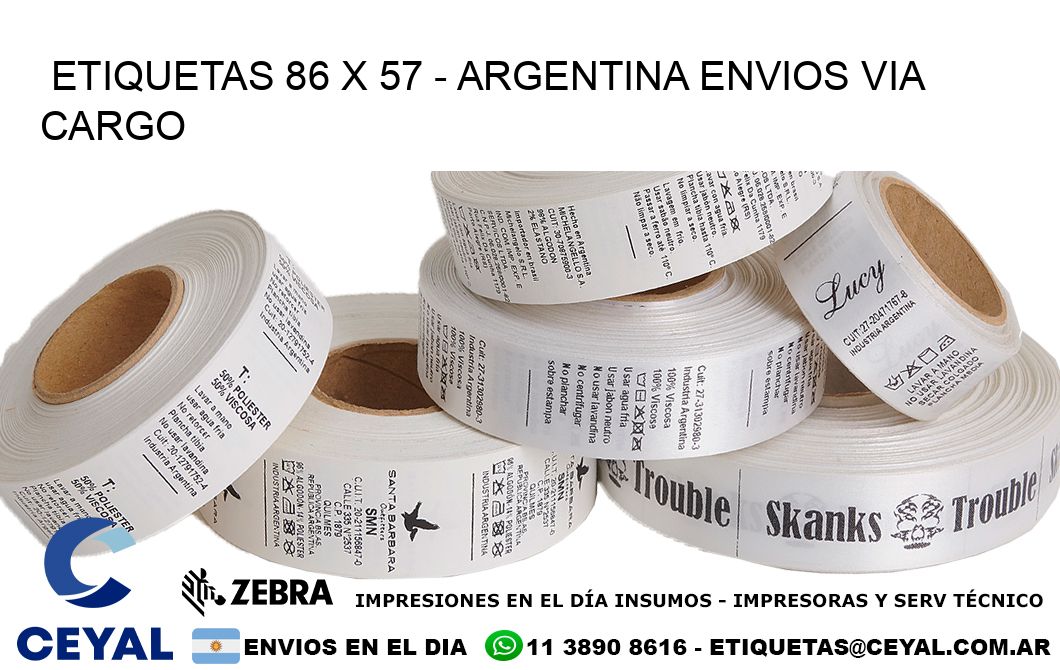 ETIQUETAS 86 x 57 - ARGENTINA ENVIOS VIA CARGO