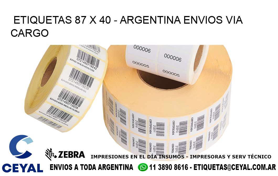 ETIQUETAS 87 x 40 - ARGENTINA ENVIOS VIA CARGO