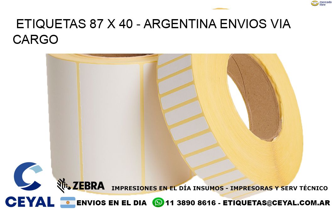 ETIQUETAS 87 x 40 – ARGENTINA ENVIOS VIA CARGO