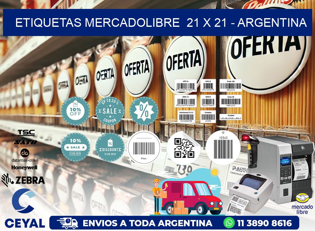 ETIQUETAS MERCADOLIBRE  21 x 21 - ARGENTINA