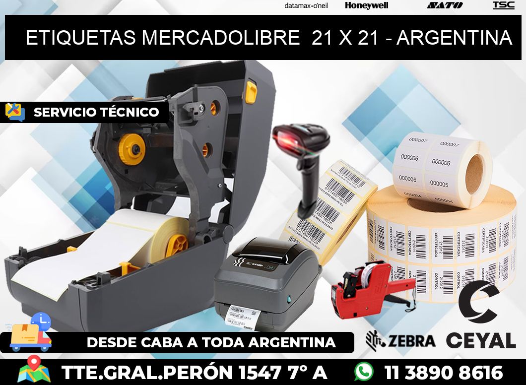 ETIQUETAS MERCADOLIBRE  21 x 21 - ARGENTINA