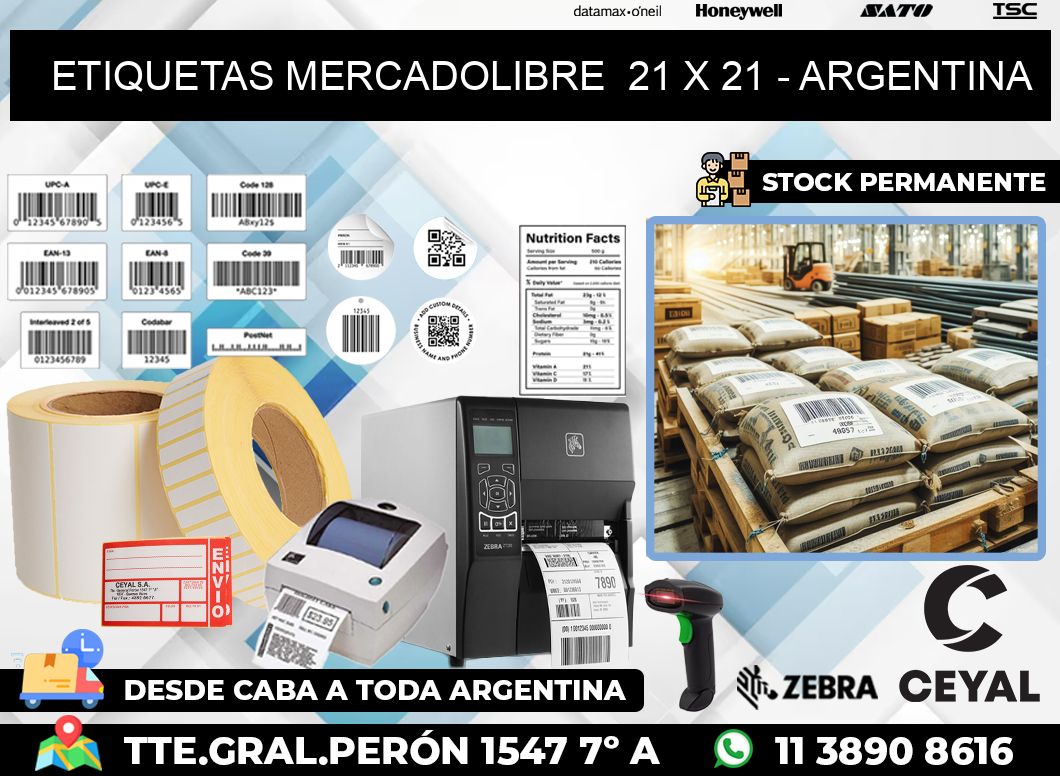 ETIQUETAS MERCADOLIBRE  21 x 21 – ARGENTINA