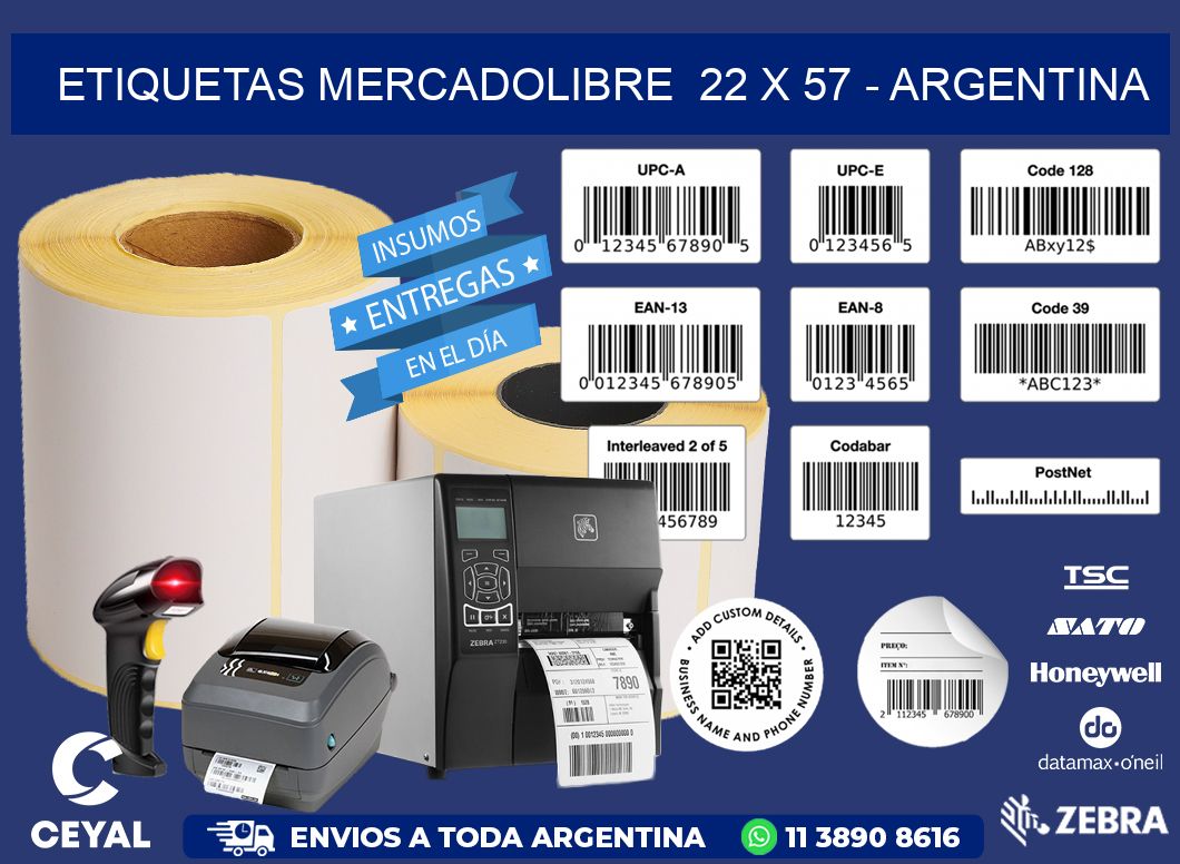 ETIQUETAS MERCADOLIBRE  22 x 57 - ARGENTINA