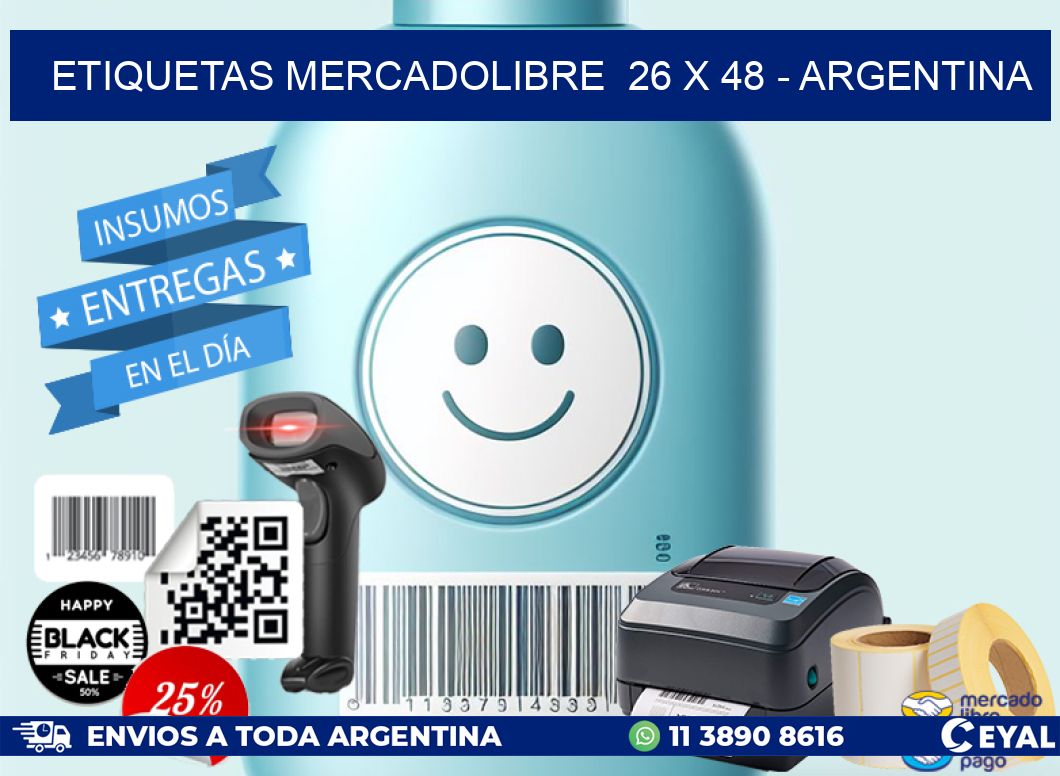 ETIQUETAS MERCADOLIBRE  26 x 48 - ARGENTINA