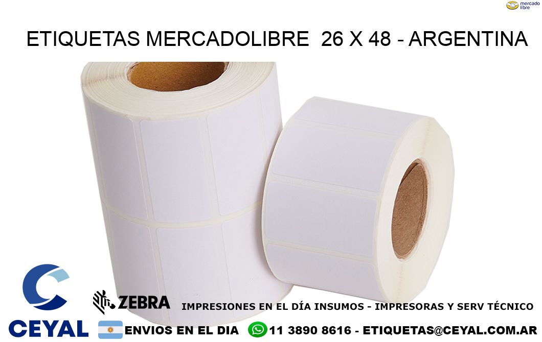 ETIQUETAS MERCADOLIBRE  26 x 48 - ARGENTINA