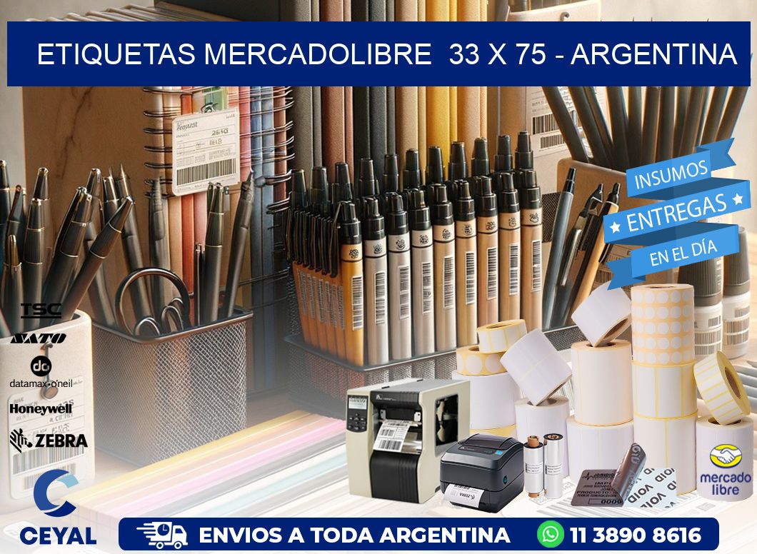 ETIQUETAS MERCADOLIBRE  33 x 75 - ARGENTINA
