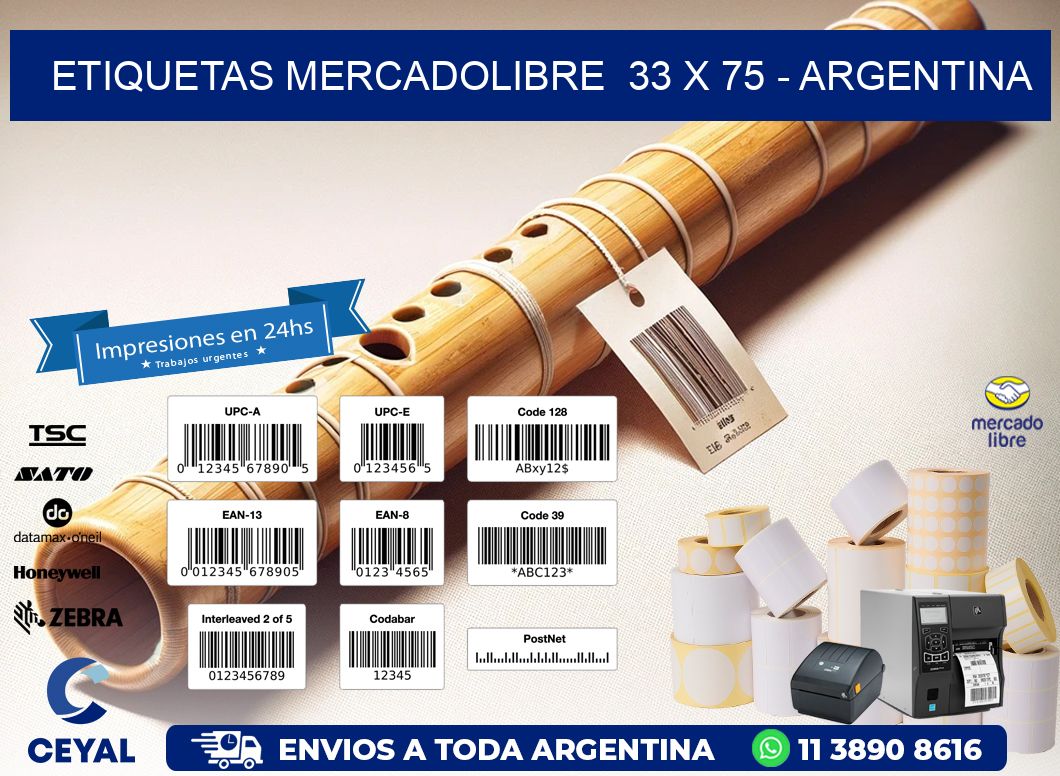 ETIQUETAS MERCADOLIBRE  33 x 75 - ARGENTINA