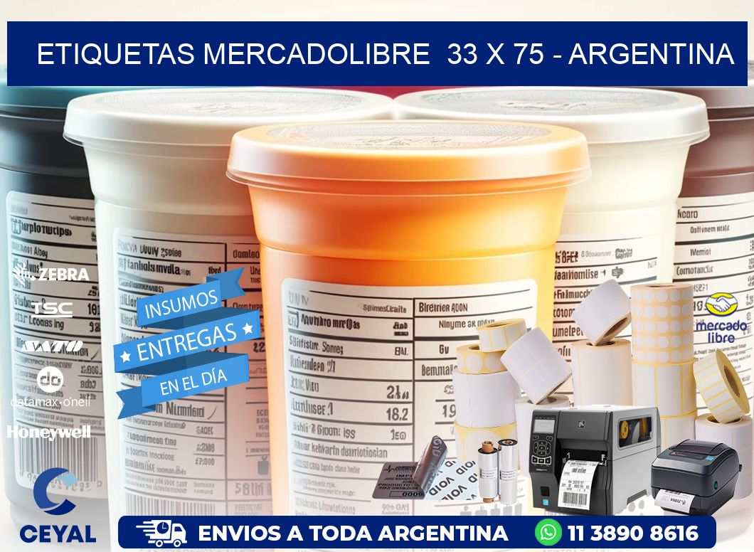 ETIQUETAS MERCADOLIBRE  33 x 75 - ARGENTINA