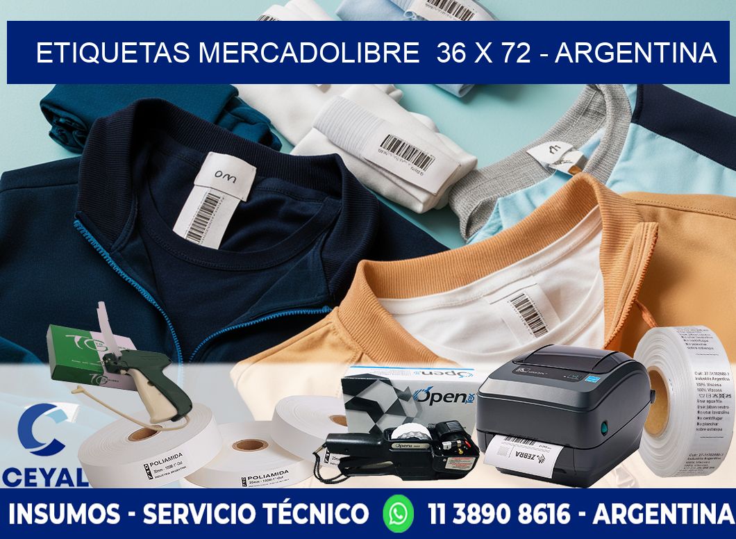 ETIQUETAS MERCADOLIBRE  36 x 72 - ARGENTINA