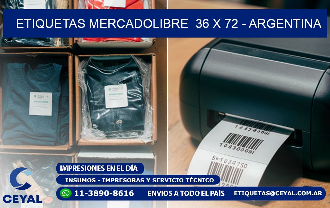 ETIQUETAS MERCADOLIBRE  36 x 72 - ARGENTINA