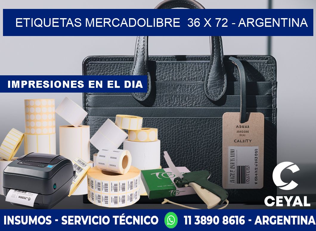 ETIQUETAS MERCADOLIBRE  36 x 72 - ARGENTINA