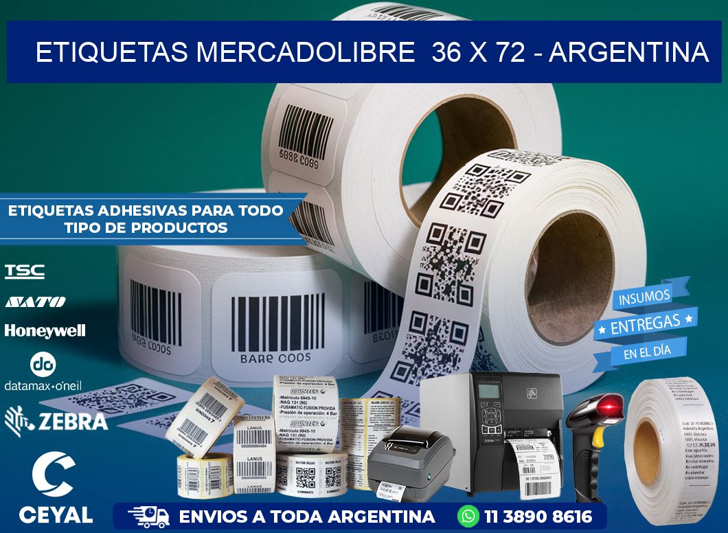 ETIQUETAS MERCADOLIBRE  36 x 72 - ARGENTINA