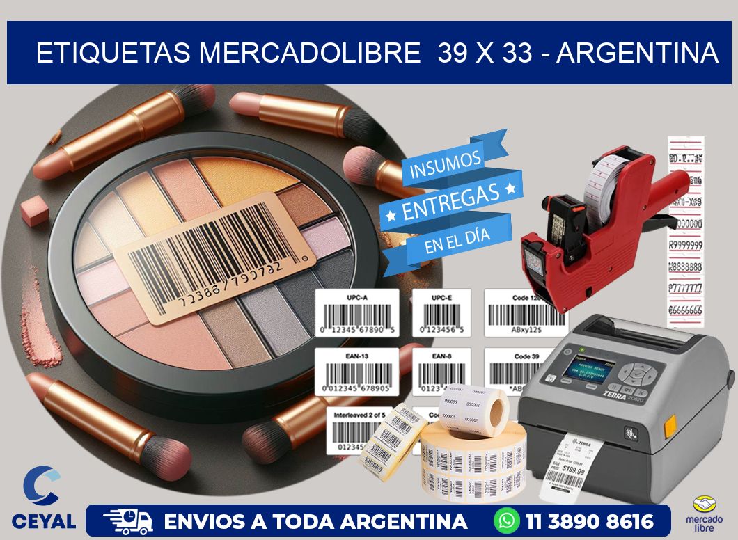ETIQUETAS MERCADOLIBRE  39 x 33 - ARGENTINA
