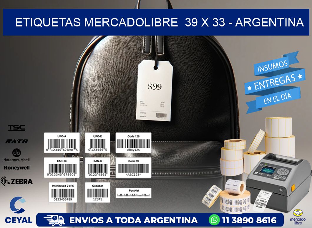 ETIQUETAS MERCADOLIBRE  39 x 33 - ARGENTINA