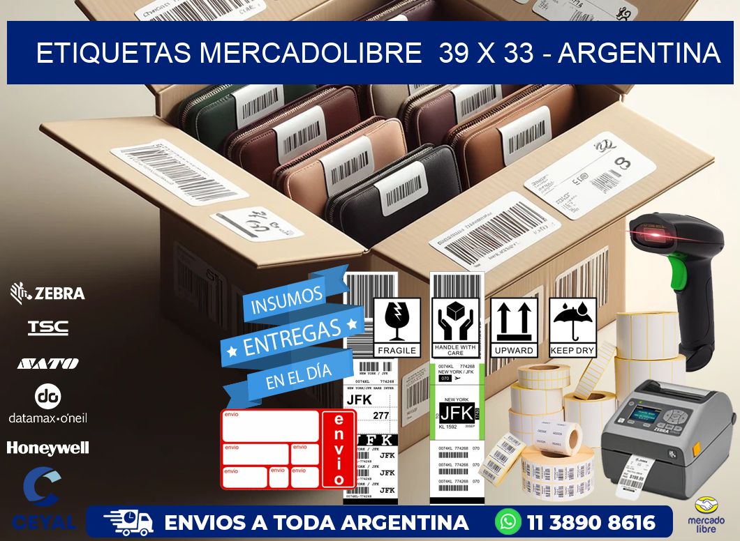 ETIQUETAS MERCADOLIBRE  39 x 33 - ARGENTINA