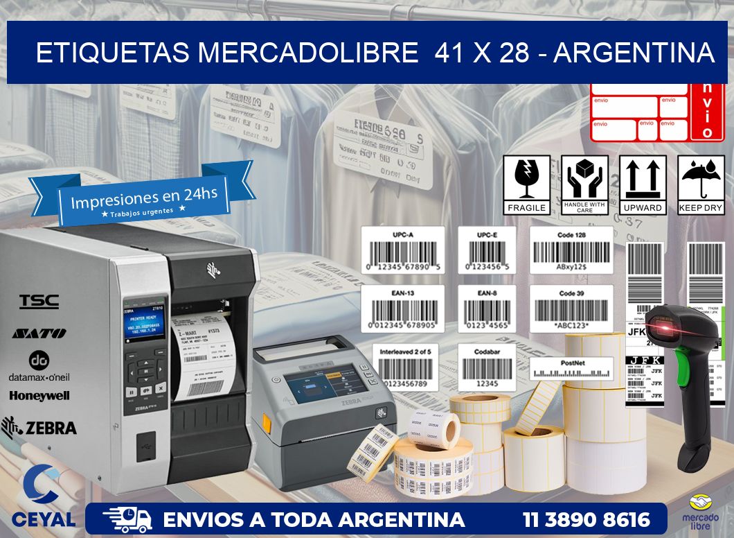 ETIQUETAS MERCADOLIBRE  41 x 28 - ARGENTINA