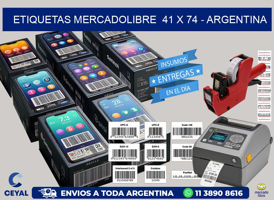 ETIQUETAS MERCADOLIBRE  41 x 74 - ARGENTINA