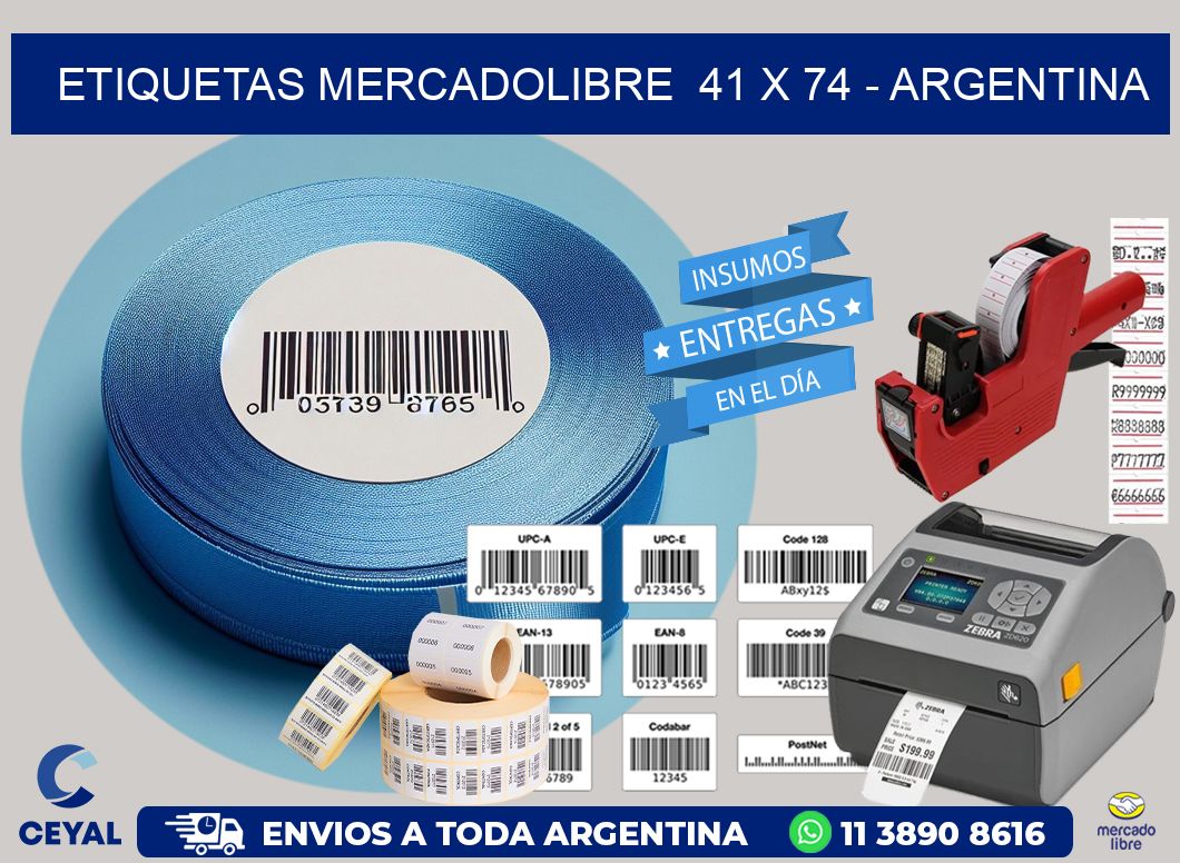 ETIQUETAS MERCADOLIBRE  41 x 74 - ARGENTINA