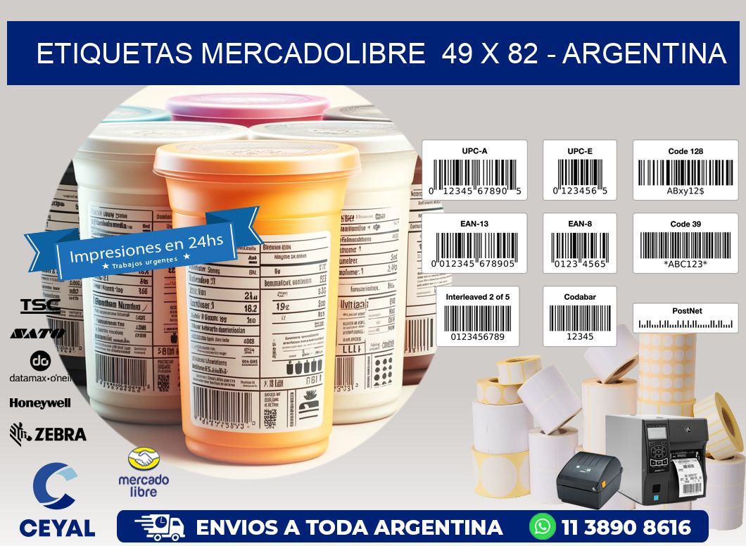 ETIQUETAS MERCADOLIBRE  49 x 82 - ARGENTINA