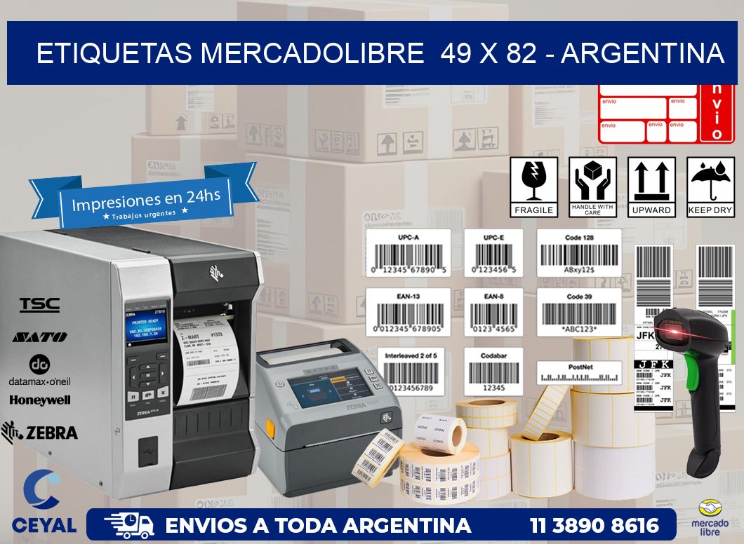 ETIQUETAS MERCADOLIBRE  49 x 82 - ARGENTINA