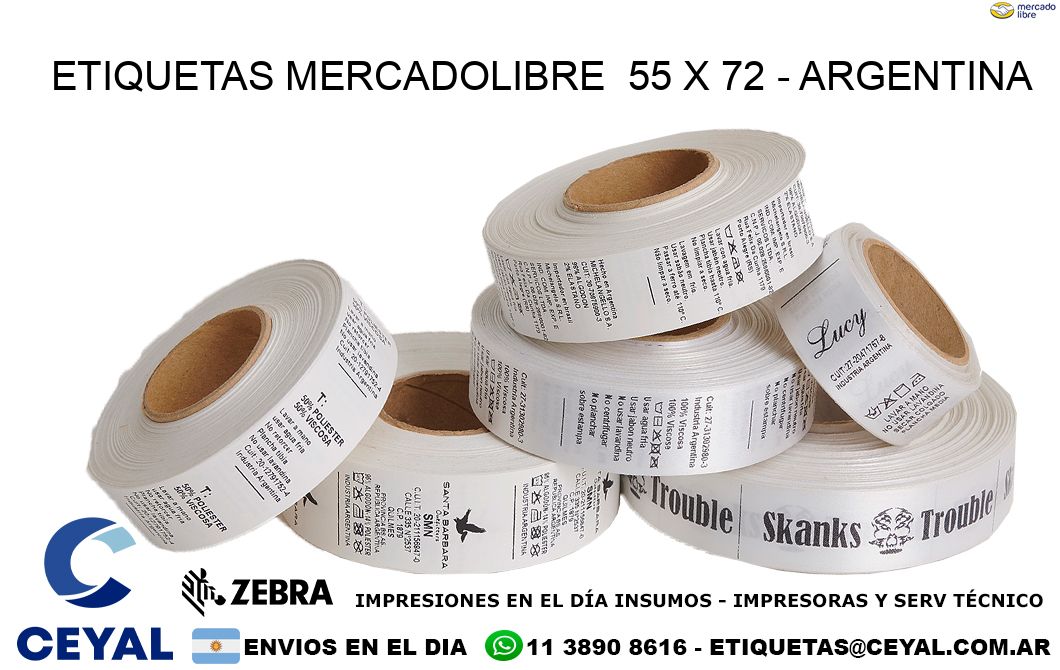 ETIQUETAS MERCADOLIBRE  55 x 72 - ARGENTINA