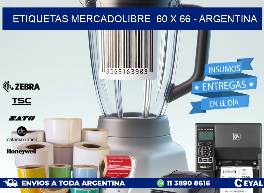 ETIQUETAS MERCADOLIBRE  60 x 66 - ARGENTINA