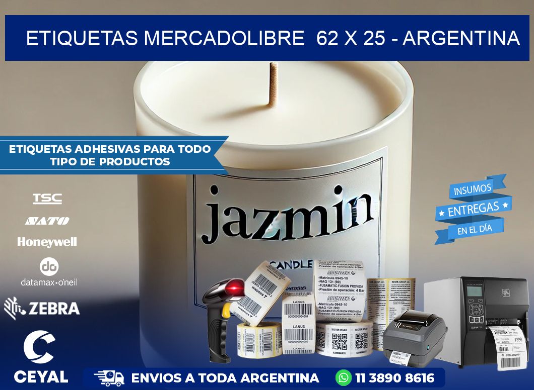 ETIQUETAS MERCADOLIBRE  62 x 25 - ARGENTINA