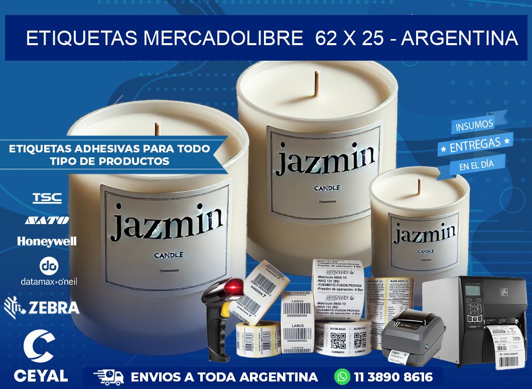 ETIQUETAS MERCADOLIBRE  62 x 25 – ARGENTINA