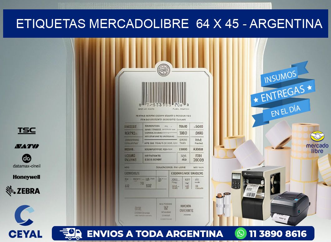 ETIQUETAS MERCADOLIBRE  64 x 45 - ARGENTINA