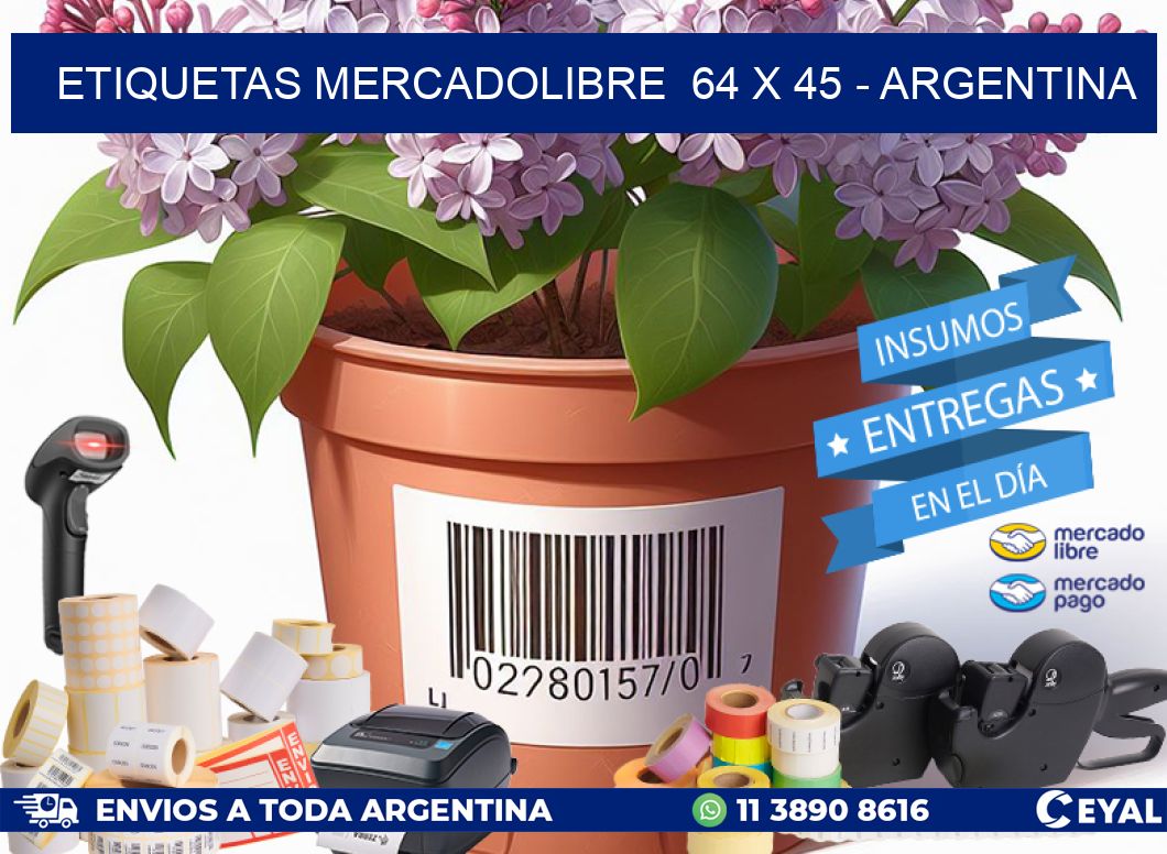 ETIQUETAS MERCADOLIBRE  64 x 45 - ARGENTINA