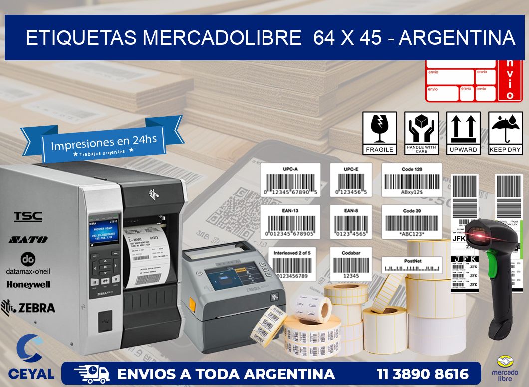 ETIQUETAS MERCADOLIBRE  64 x 45 - ARGENTINA