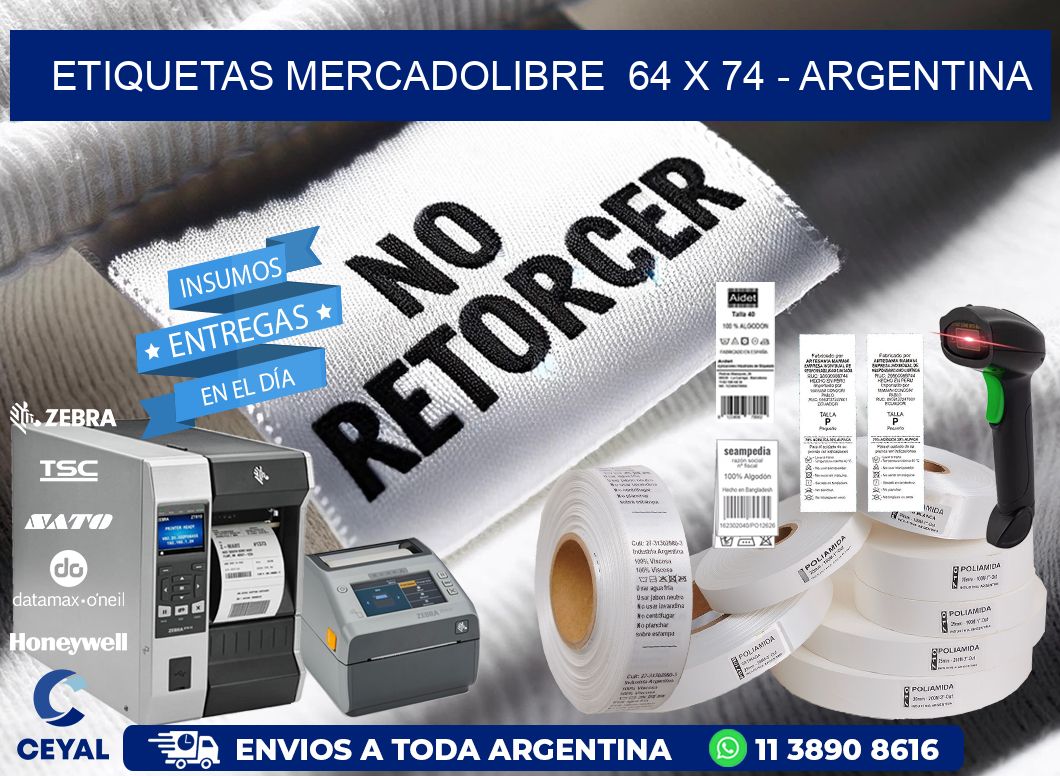 ETIQUETAS MERCADOLIBRE  64 x 74 - ARGENTINA