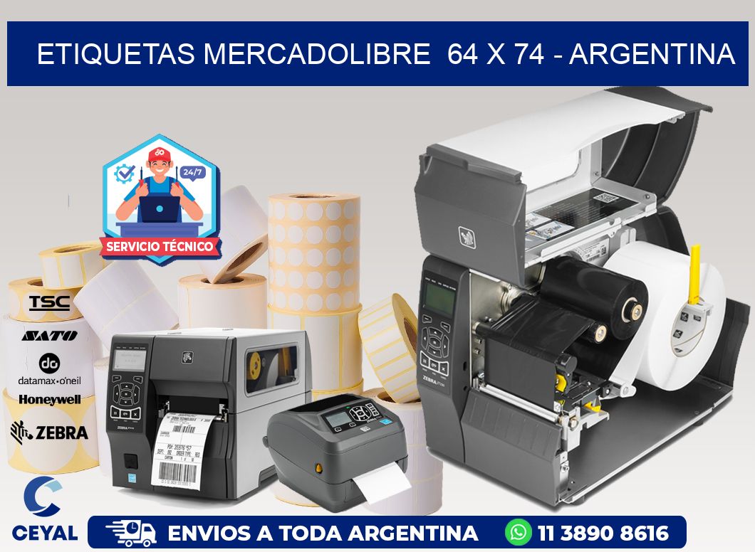 ETIQUETAS MERCADOLIBRE  64 x 74 - ARGENTINA