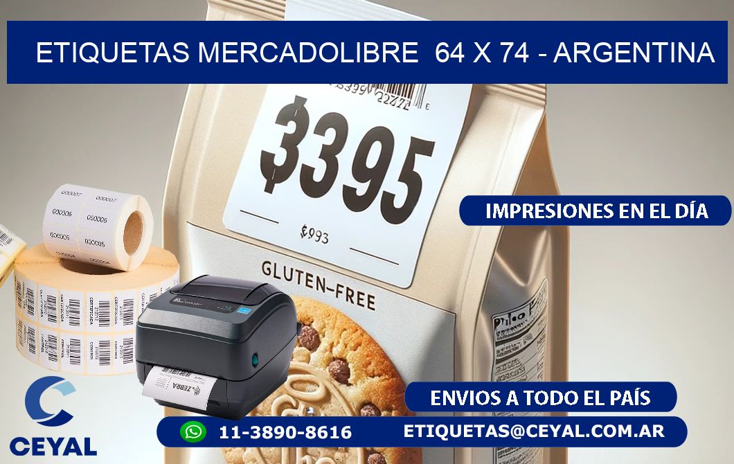 ETIQUETAS MERCADOLIBRE  64 x 74 - ARGENTINA