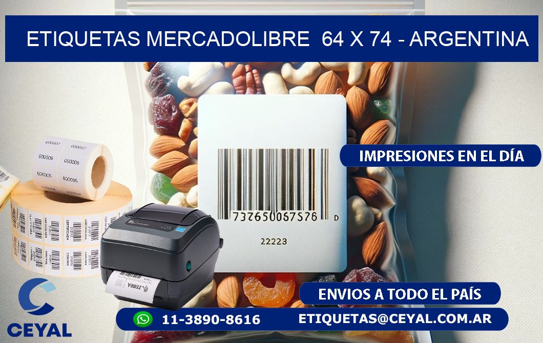 ETIQUETAS MERCADOLIBRE  64 x 74 - ARGENTINA