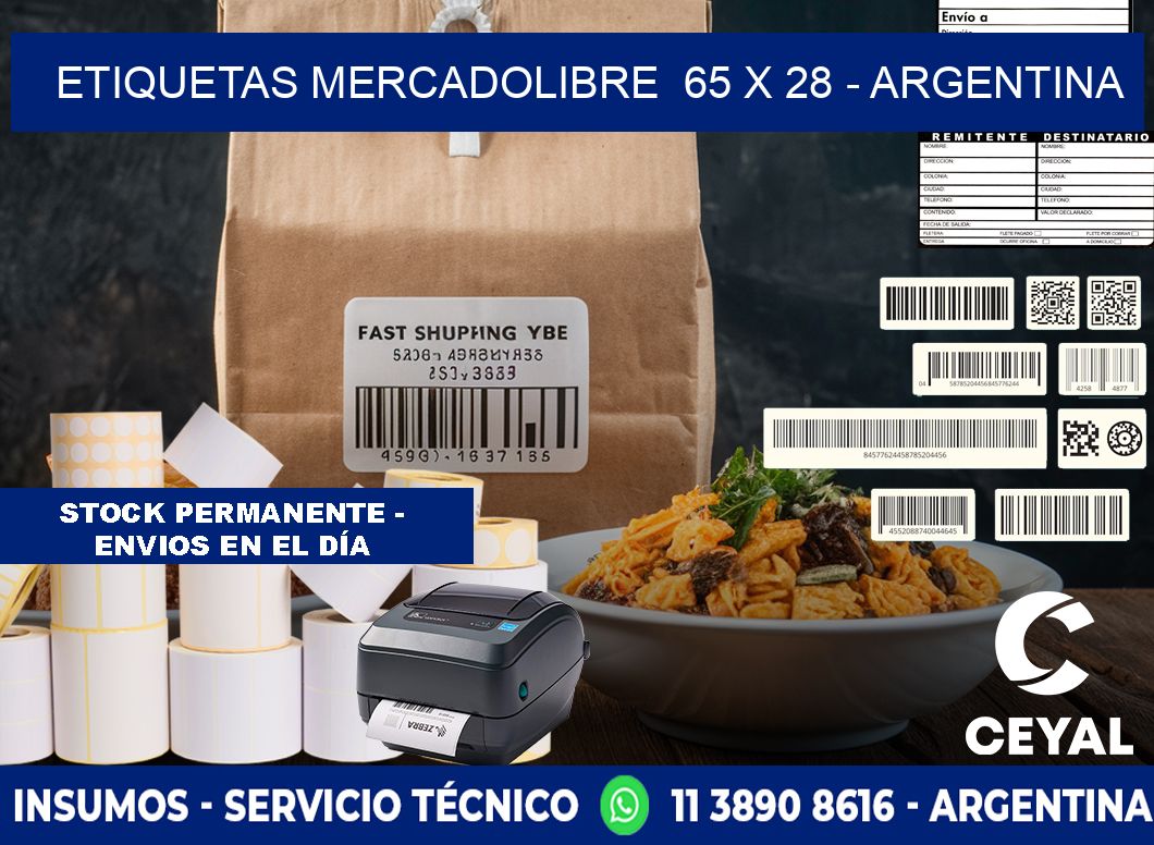 ETIQUETAS MERCADOLIBRE  65 x 28 - ARGENTINA